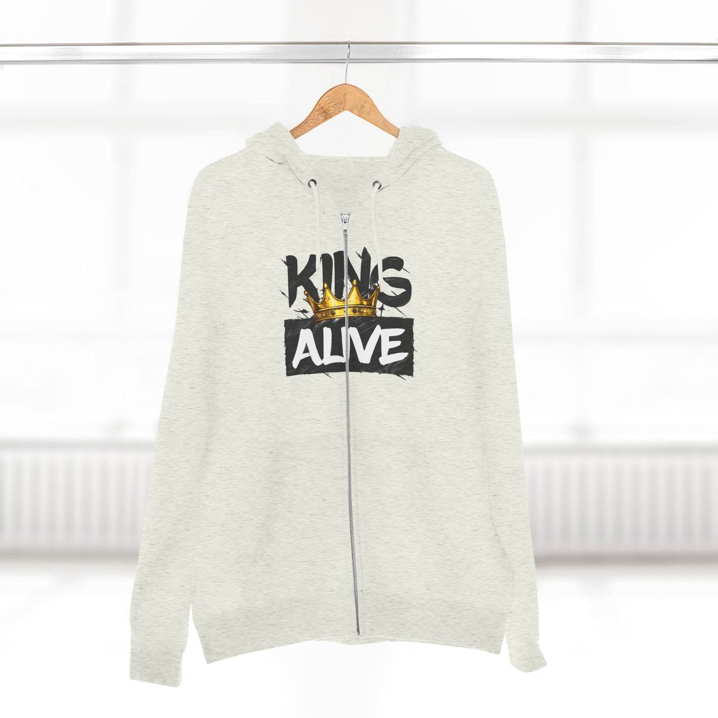 King Alive Zip Hoodie - Crown Graphic Streetwear