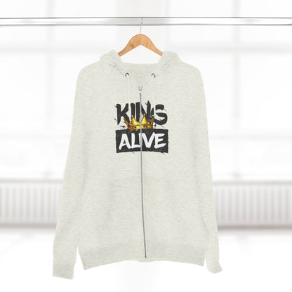 King Alive Zip Hoodie - Crown Graphic Streetwear