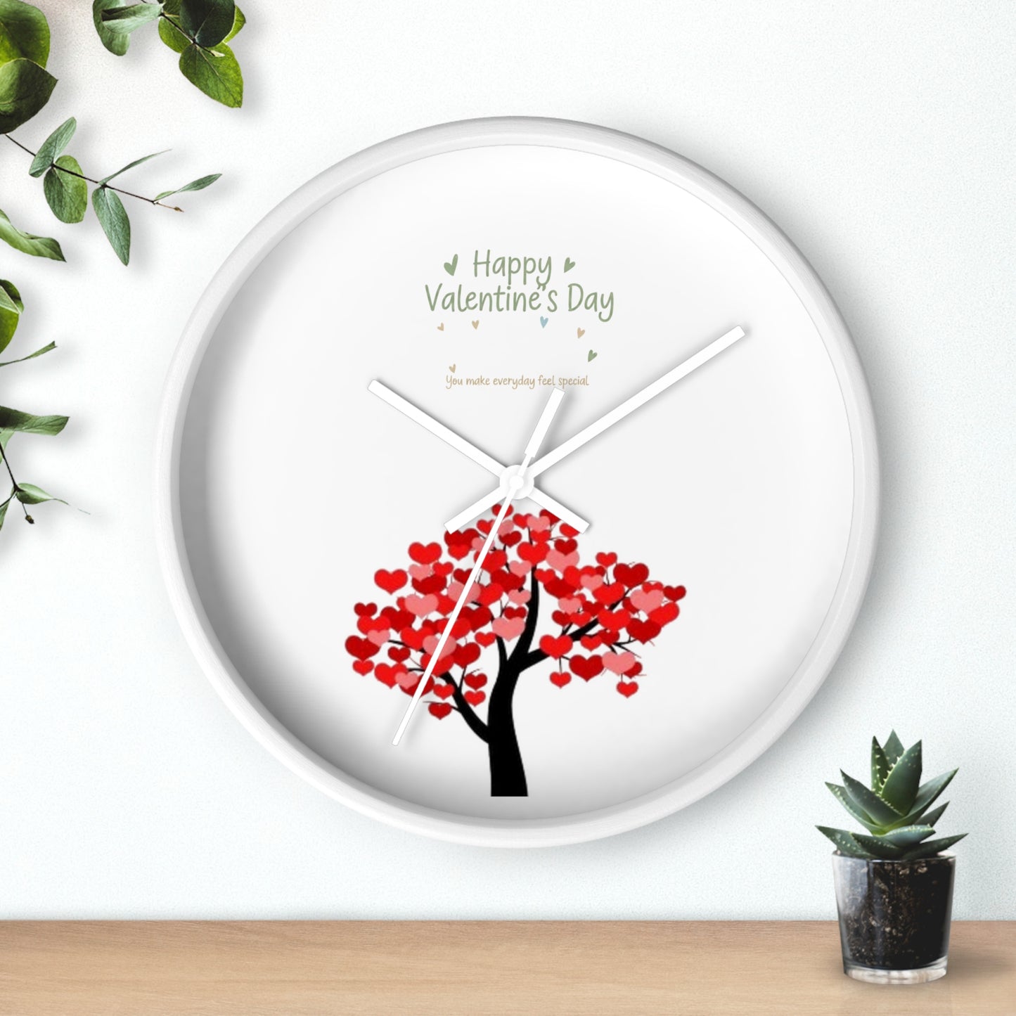 Valentine Heart Tree Wall Clock | Happy Valentine's Day design