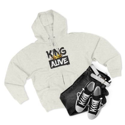 King Alive Zip Hoodie - Crown Graphic Streetwear