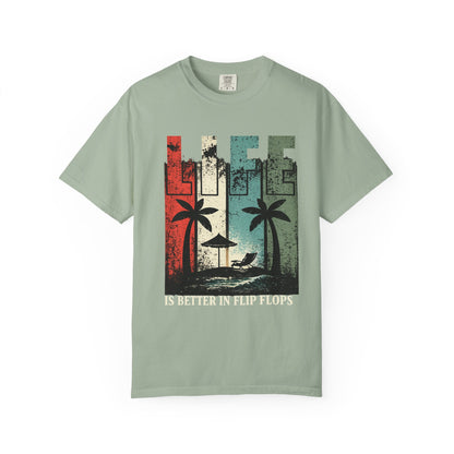 Life Is Better in Flip Flops T-Shirt — Vintage Beach Palm Tree Tee