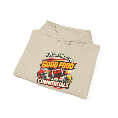 Game Day Vibes Hoodie | I’m Just Here for Good Food and Commercials Hooded Sweatshirt