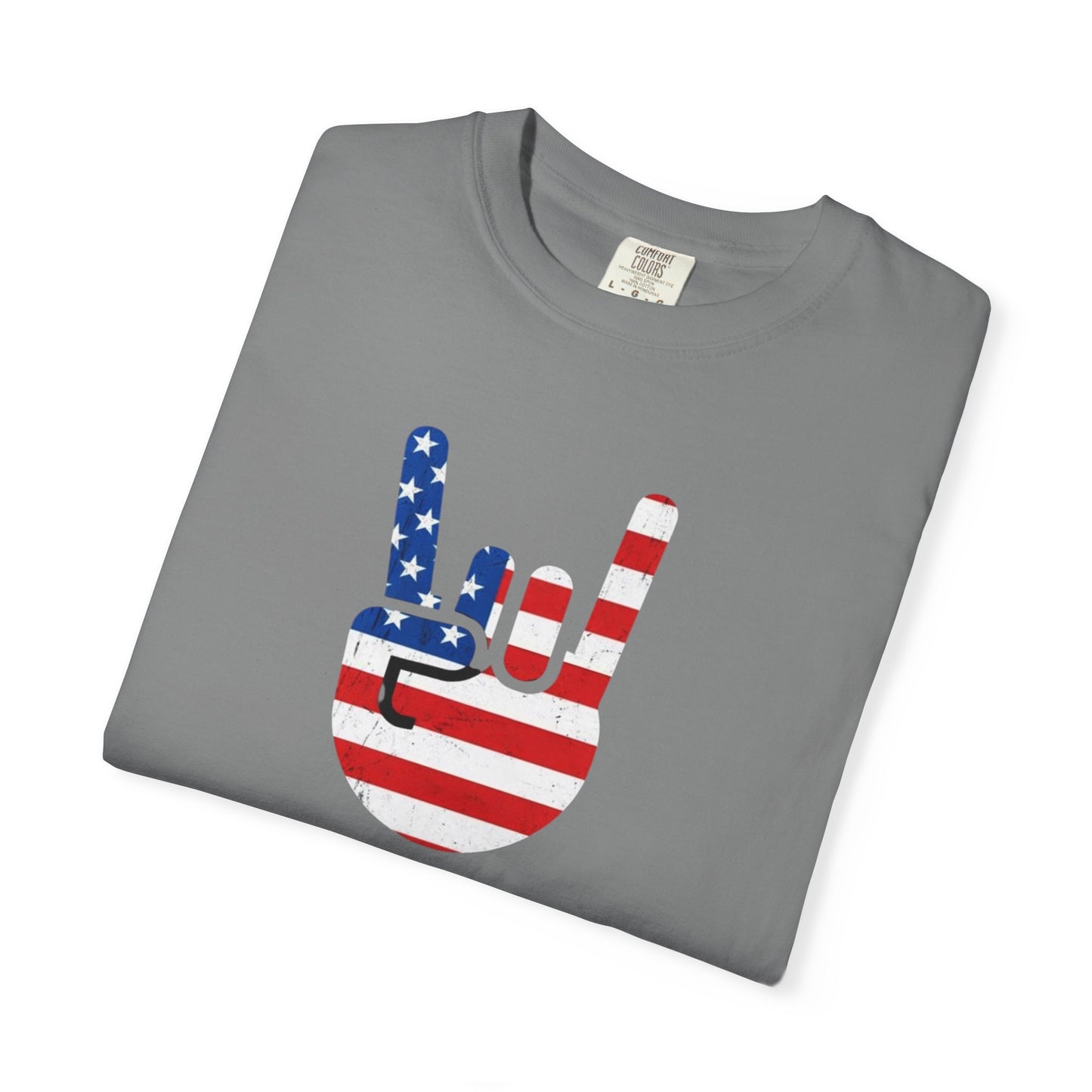 USA Rocks! Flag Hand Gesture T-Shirt