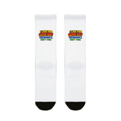 Game Day Vibes Crew Socks | Sports Touchdown Tailgate Sublimation Socks