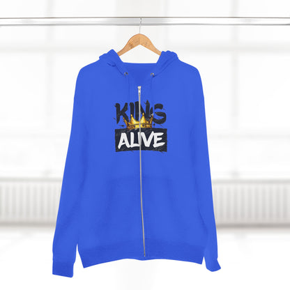 King Alive Zip Hoodie - Crown Graphic Streetwear