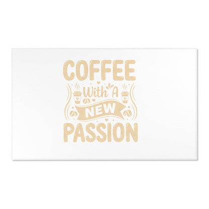Coffee With a New Passion Area Rug — Minimalist Coffee Quote Kitchen Rug