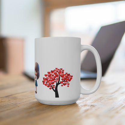 Boy Proposing to Girl Mug | Heart Tree Romance 15oz Ceramic