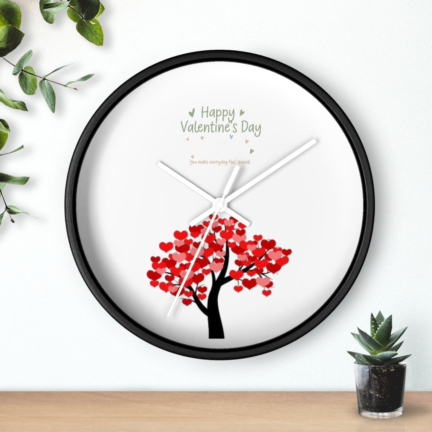 Valentine Heart Tree Wall Clock | Happy Valentine's Day design