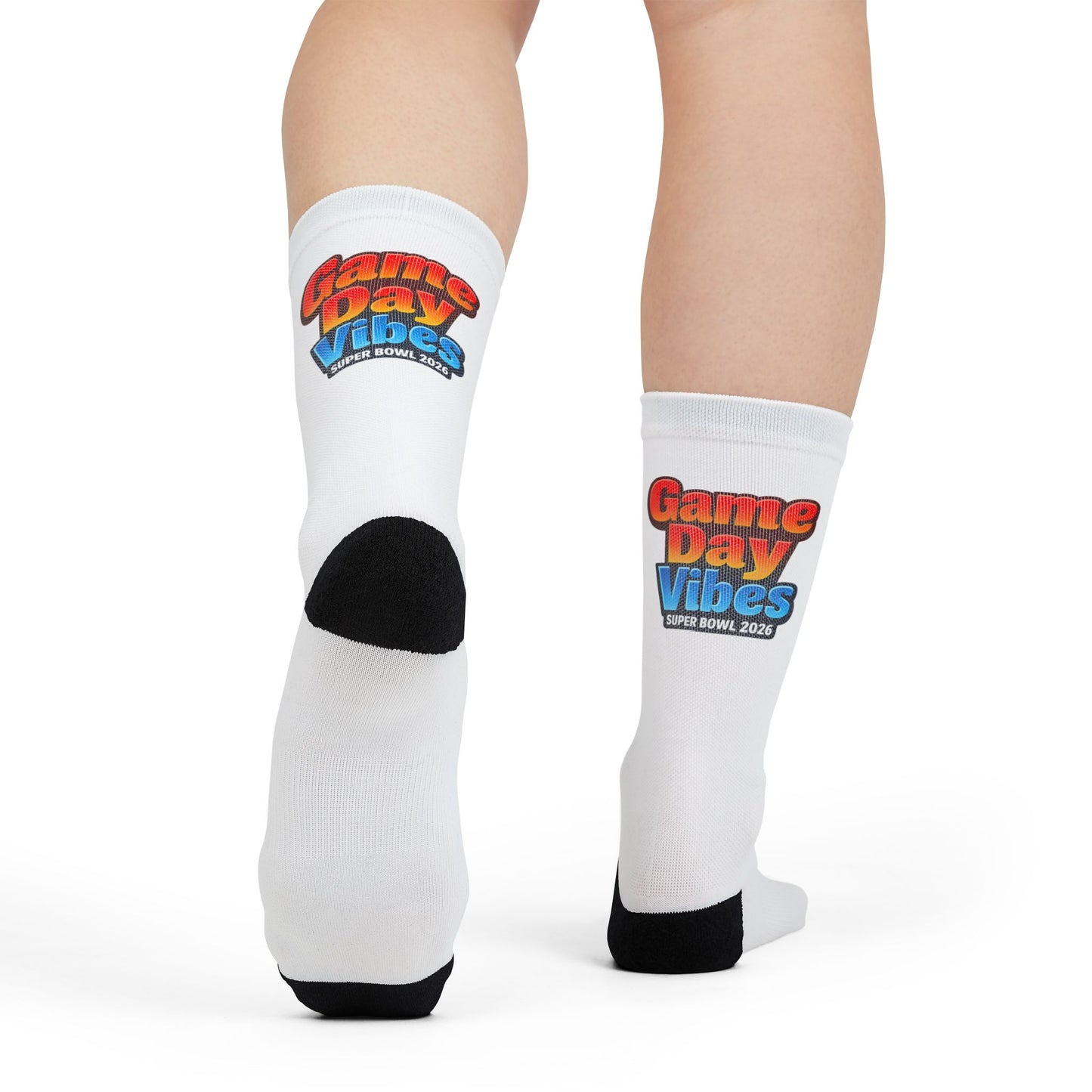Game Day Vibes Crew Socks | Sports Touchdown Tailgate Sublimation Socks