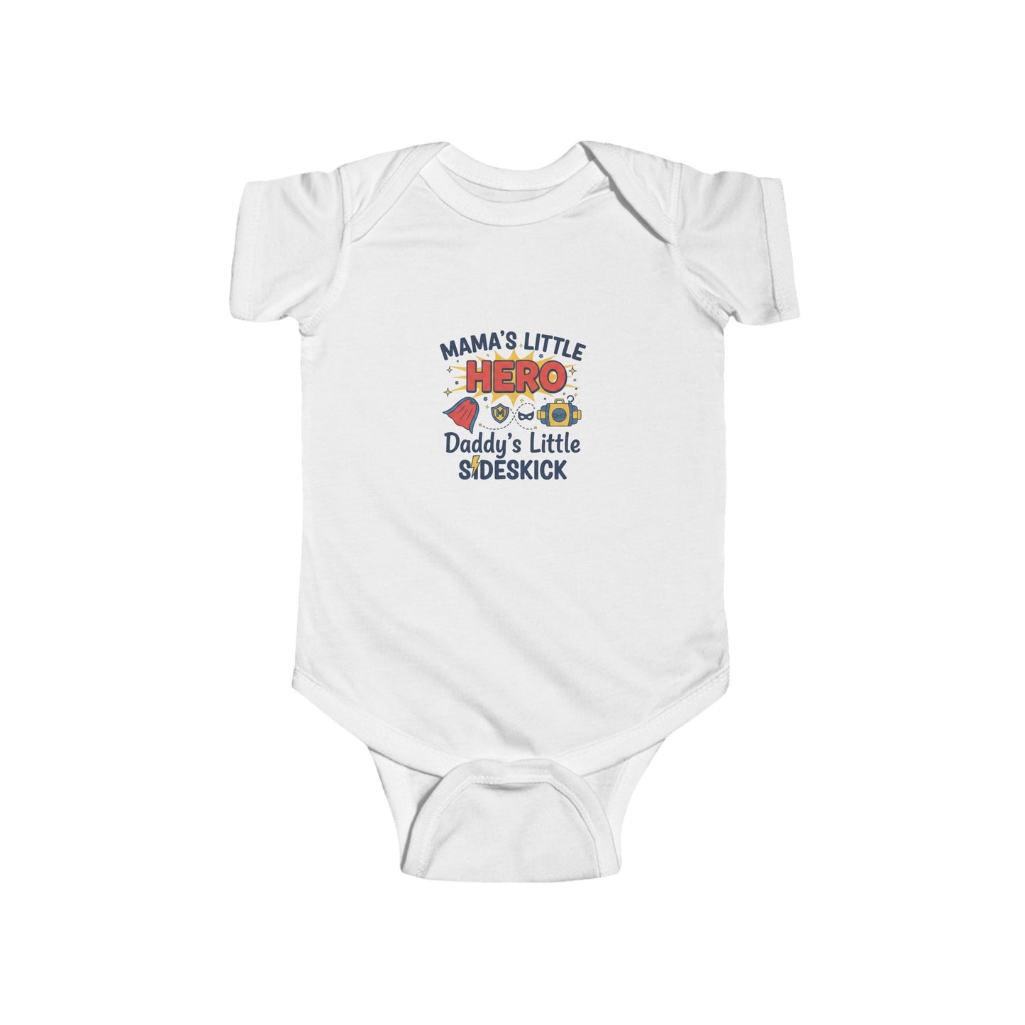 Mama's Little Hero Daddy's Little Sidekick Infant Bodysuit | Superhero Baby