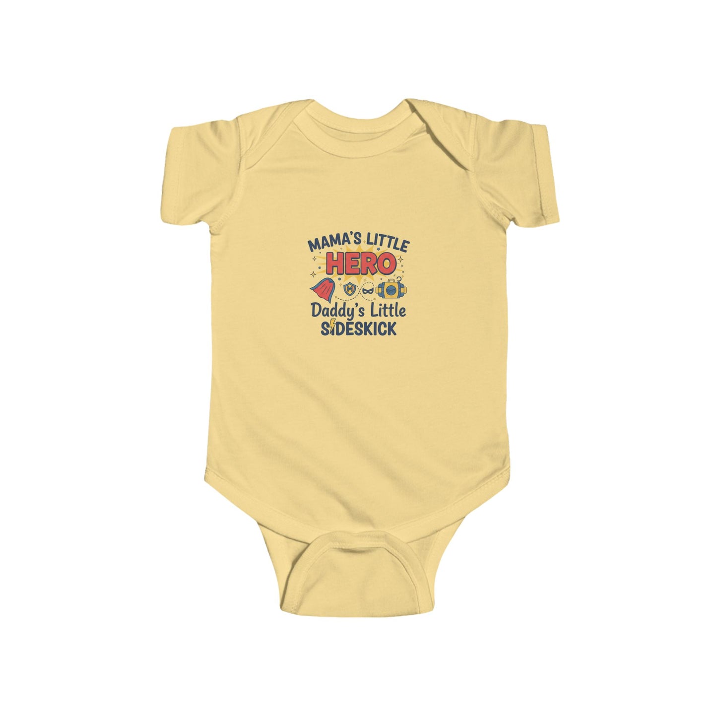 Mama's Little Hero Daddy's Little Sidekick Infant Bodysuit | Superhero Baby