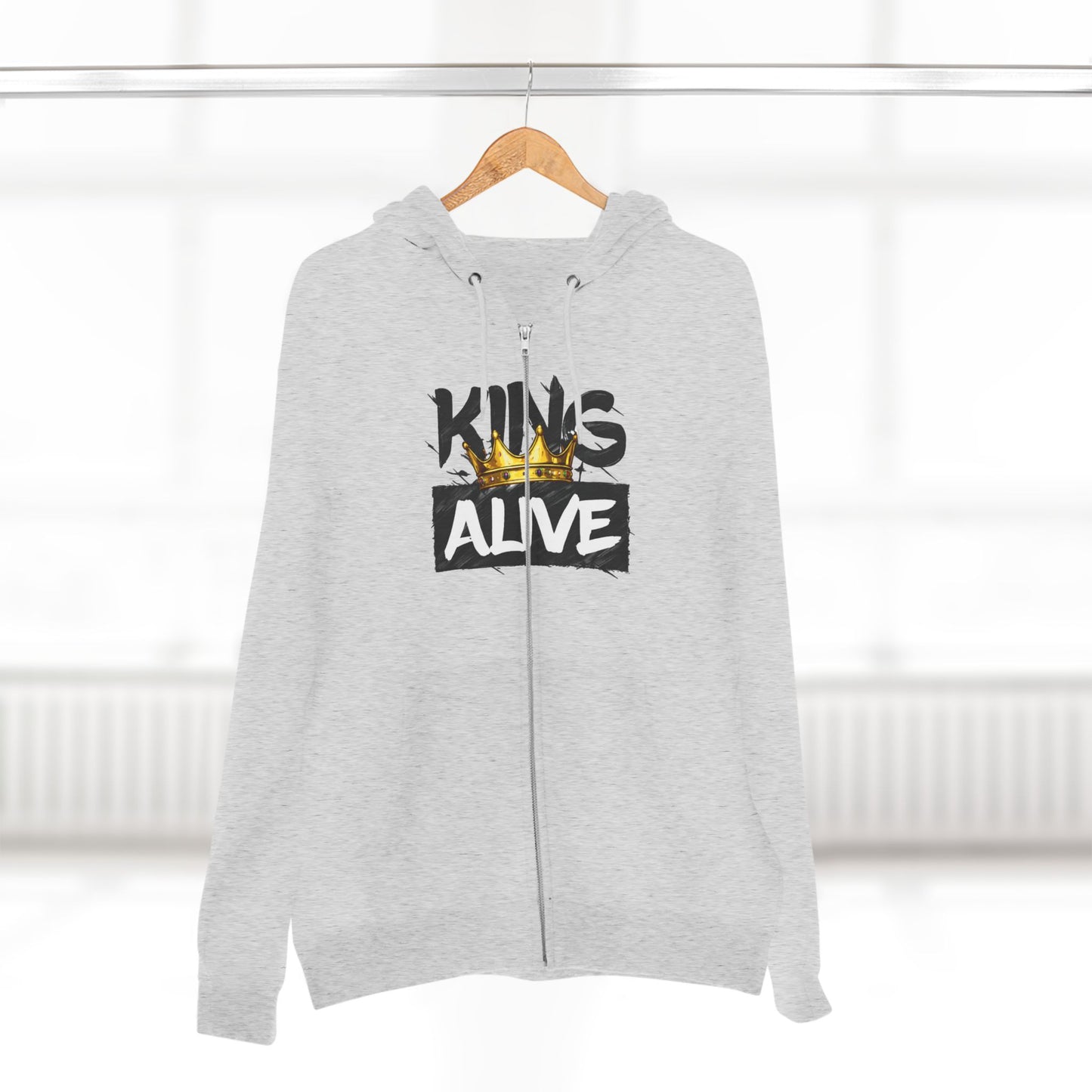 King Alive Zip Hoodie - Crown Graphic Streetwear