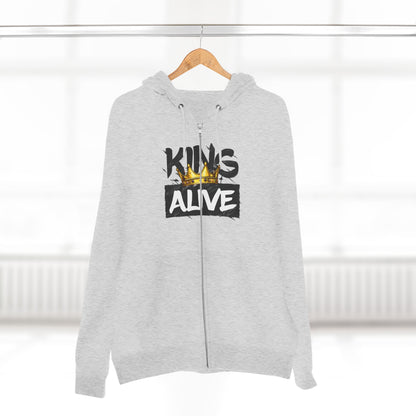 King Alive Zip Hoodie - Crown Graphic Streetwear