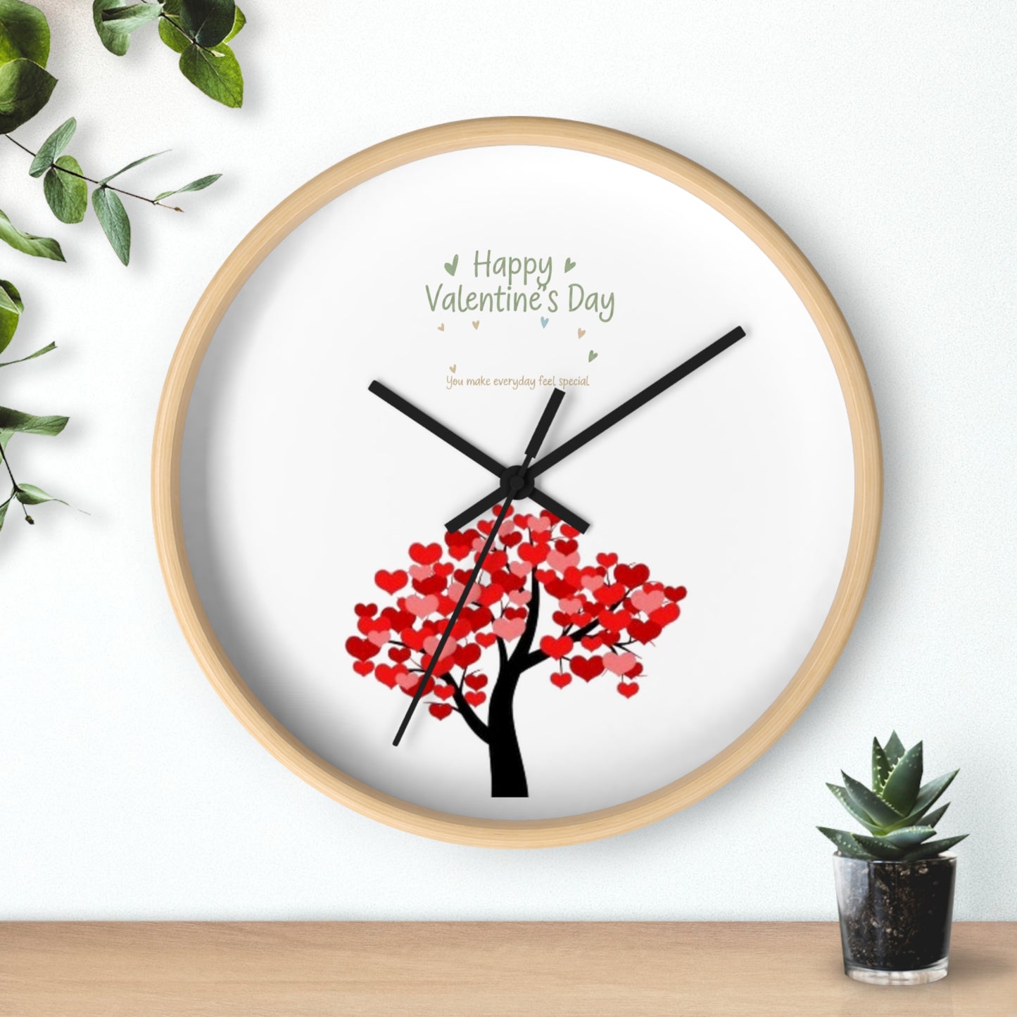 Valentine Heart Tree Wall Clock | Happy Valentine's Day design
