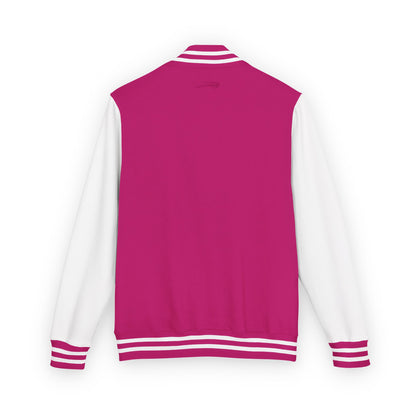 Letterman Jacket — Pink USA Peace Hand Graphic
