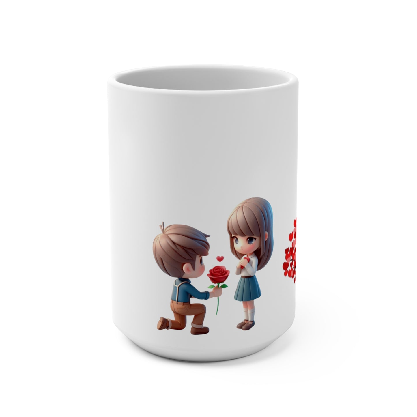 Boy Proposing to Girl Mug | Heart Tree Romance 15oz Ceramic