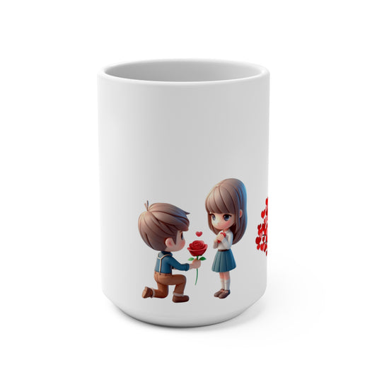 Boy Proposing to Girl Mug | Heart Tree Romance 15oz Ceramic