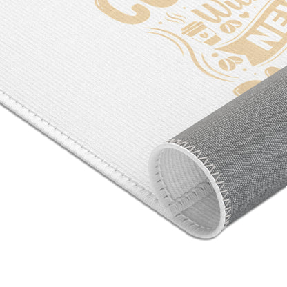 Coffee With a New Passion Area Rug — Minimalist Coffee Quote Kitchen Rug