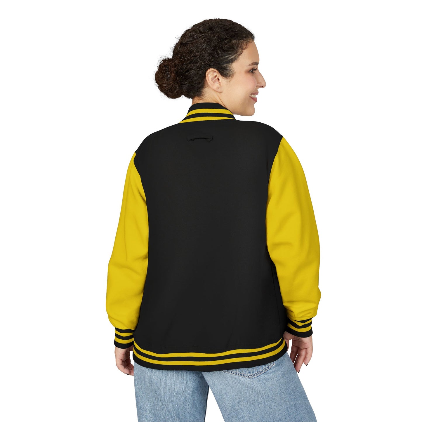 Letterman Jacket — Pink USA Peace Hand Graphic