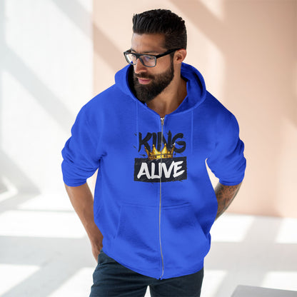 King Alive Zip Hoodie - Crown Graphic Streetwear