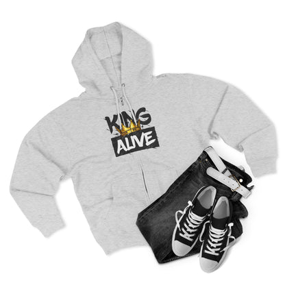 King Alive Zip Hoodie - Crown Graphic Streetwear