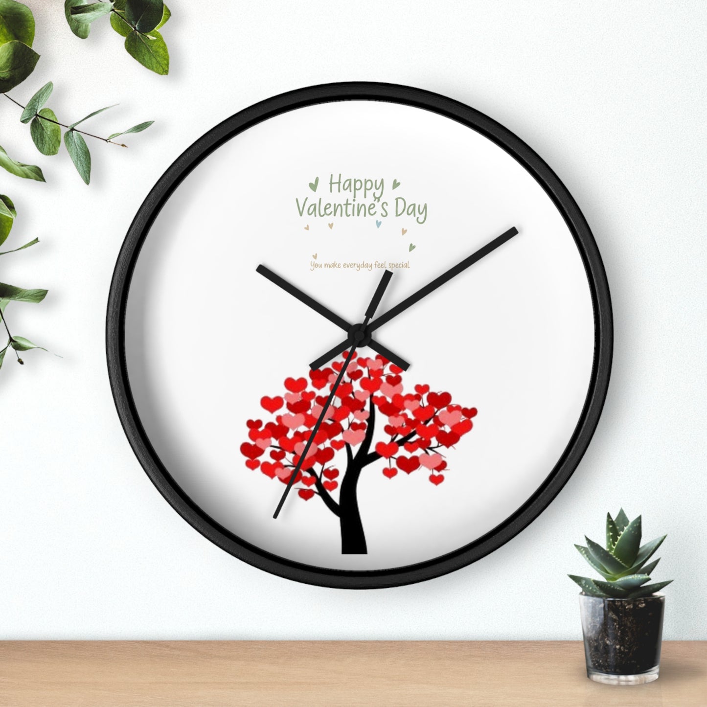 Valentine Heart Tree Wall Clock | Happy Valentine's Day design