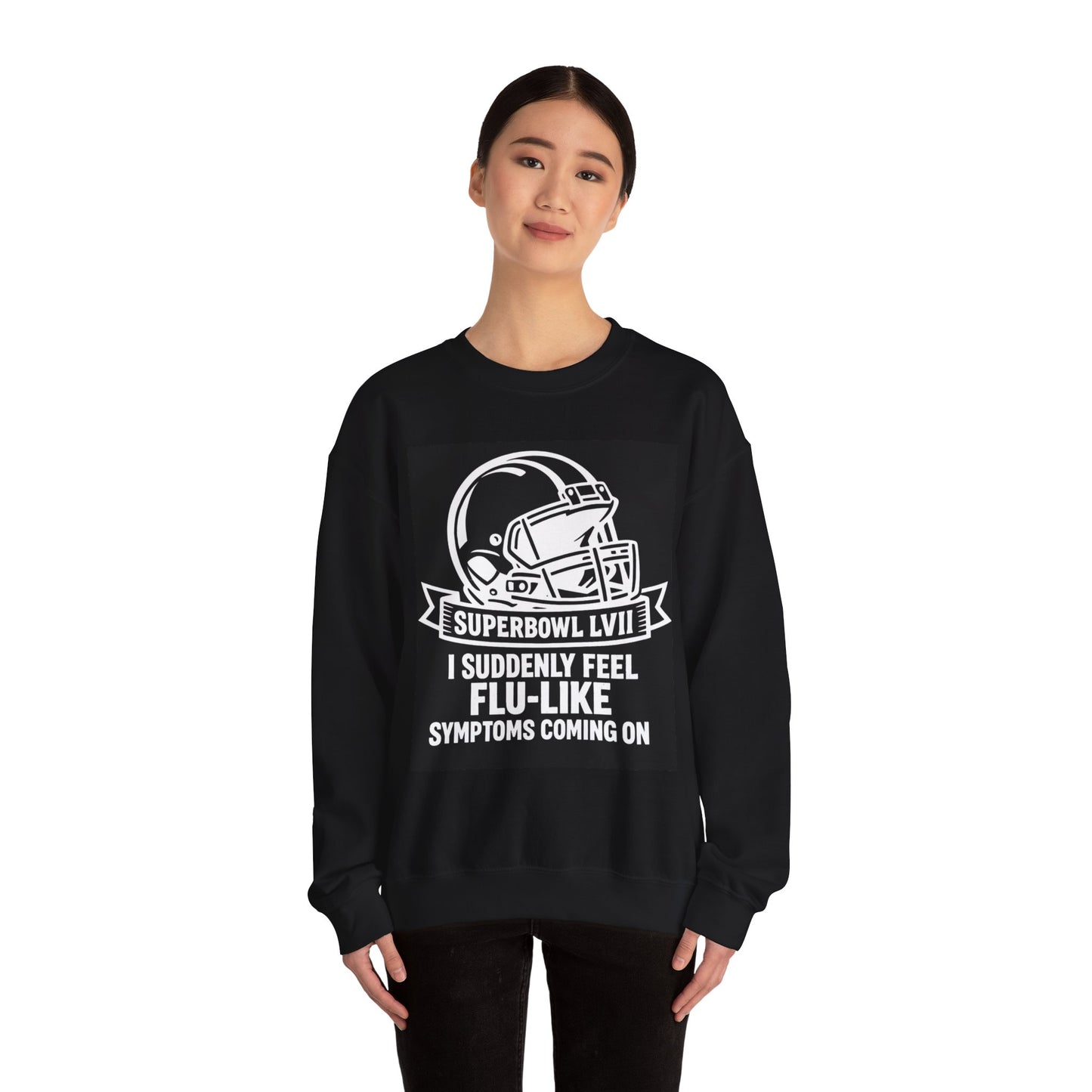 Flu-Like Symptoms Football Helmet Crewneck Sweatshirt | Superbowl LVII Design