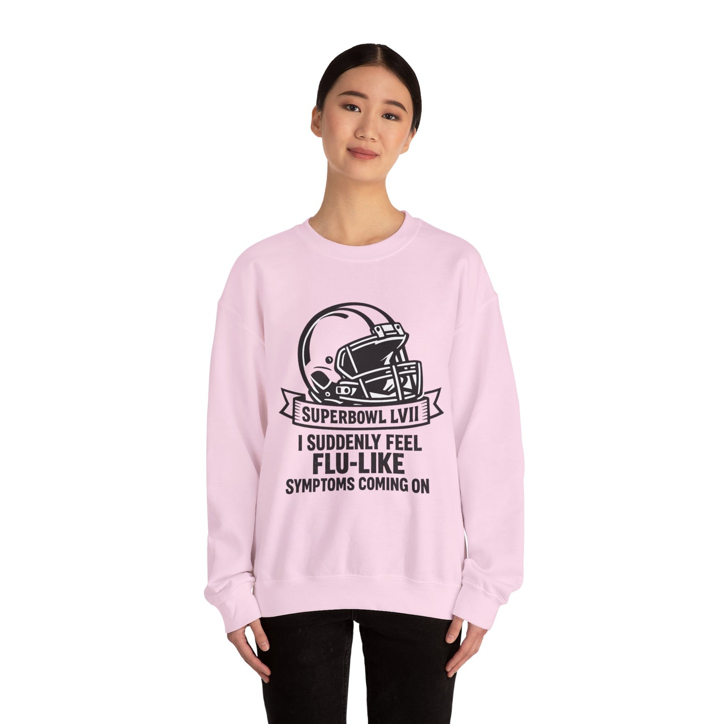 Flu-Like Symptoms Football Helmet Crewneck Sweatshirt | Superbowl LVII Design