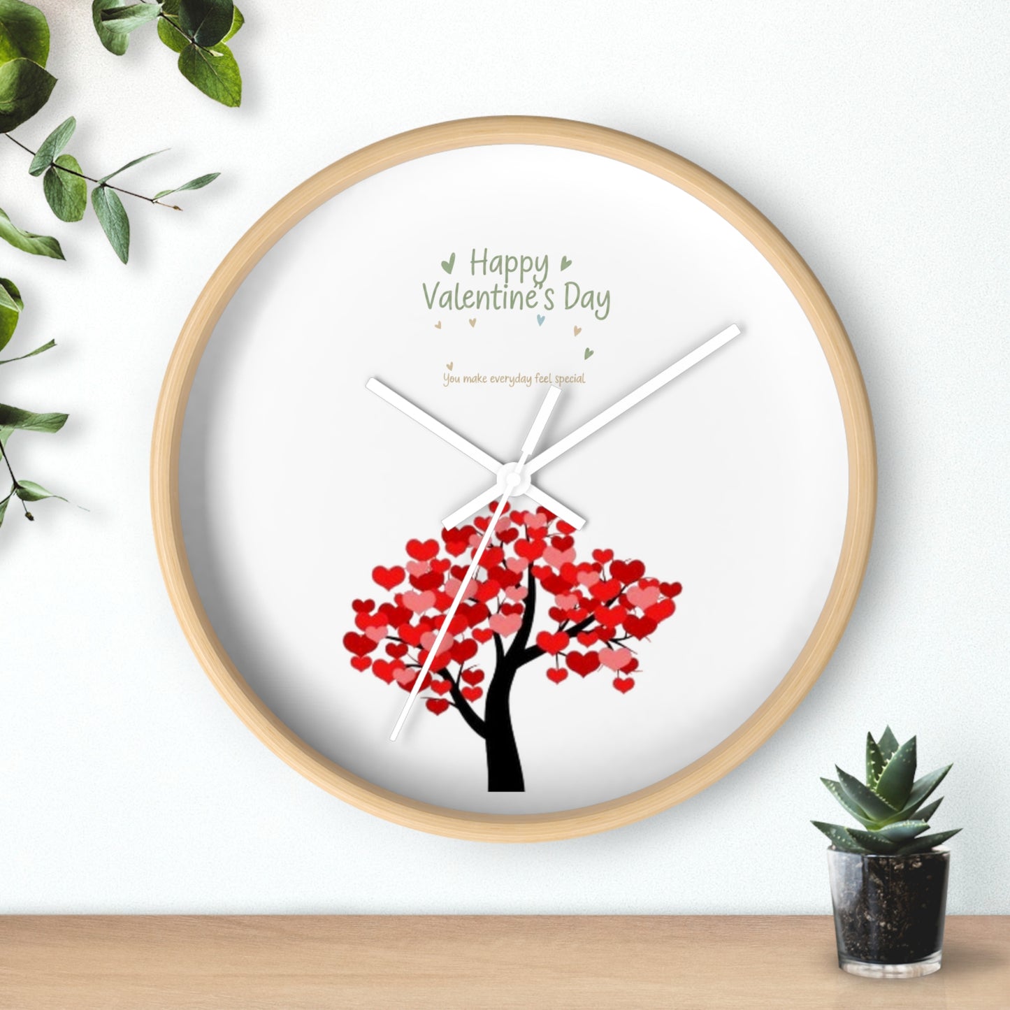Valentine Heart Tree Wall Clock | Happy Valentine's Day design