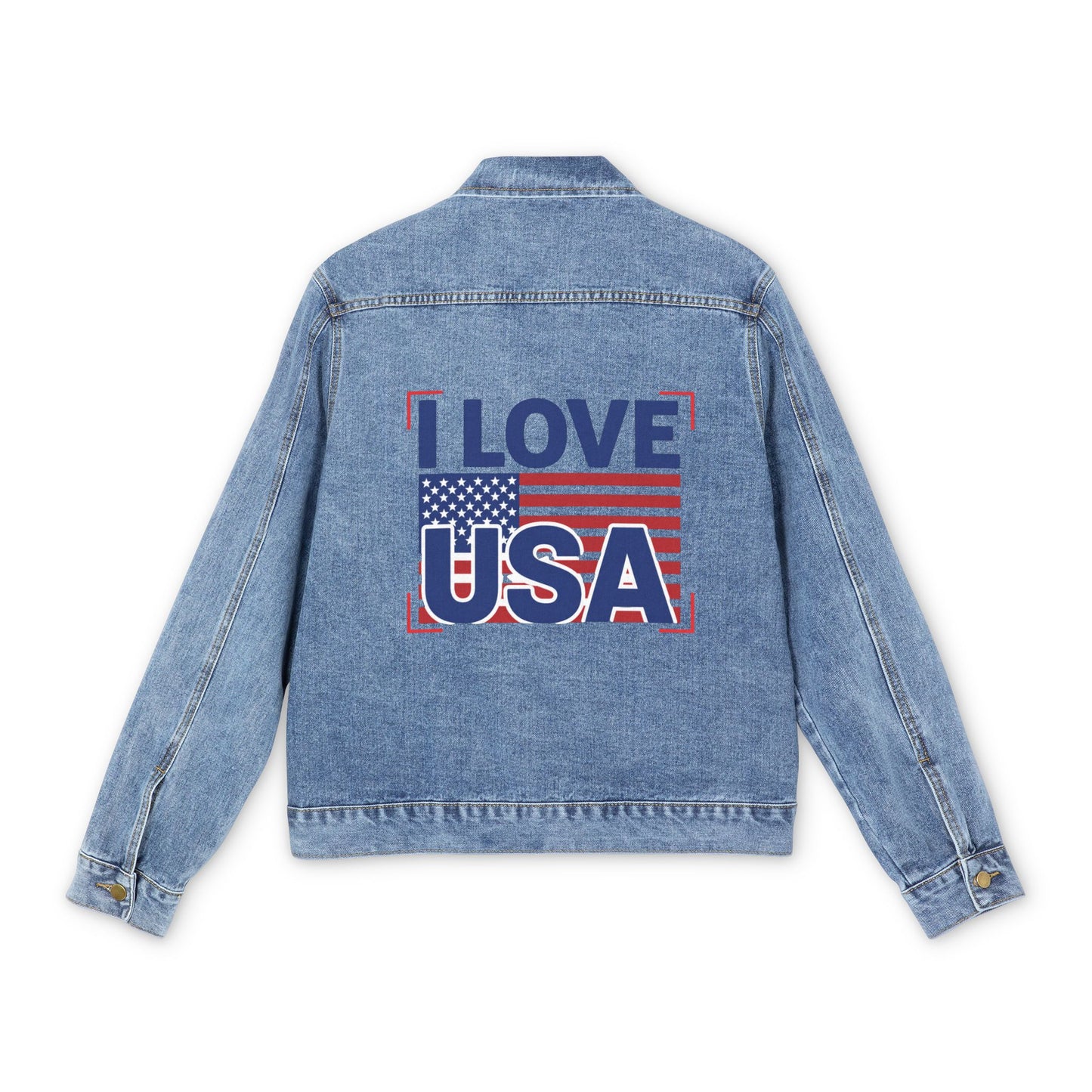 Denim Jacket — "I Love USA" Patriotic Back Print