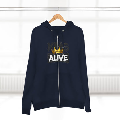 King Alive Zip Hoodie - Crown Graphic Streetwear