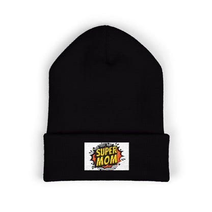 Super Mom Comic Burst Beanie | Cuffed Embroidered Beanie | A Pleasant Gift For Your Mom