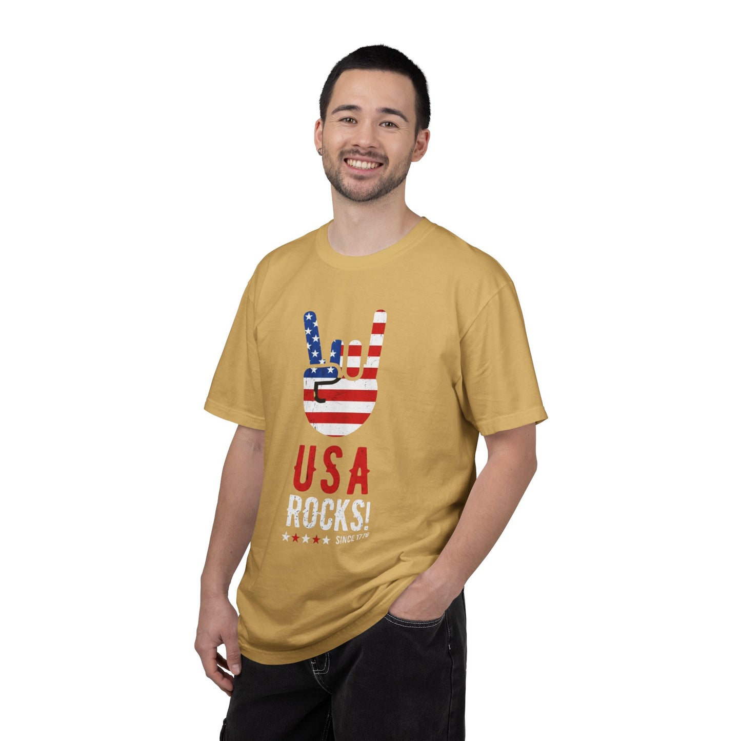 USA Rocks! Flag Hand Gesture T-Shirt