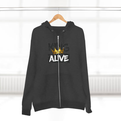 King Alive Zip Hoodie - Crown Graphic Streetwear