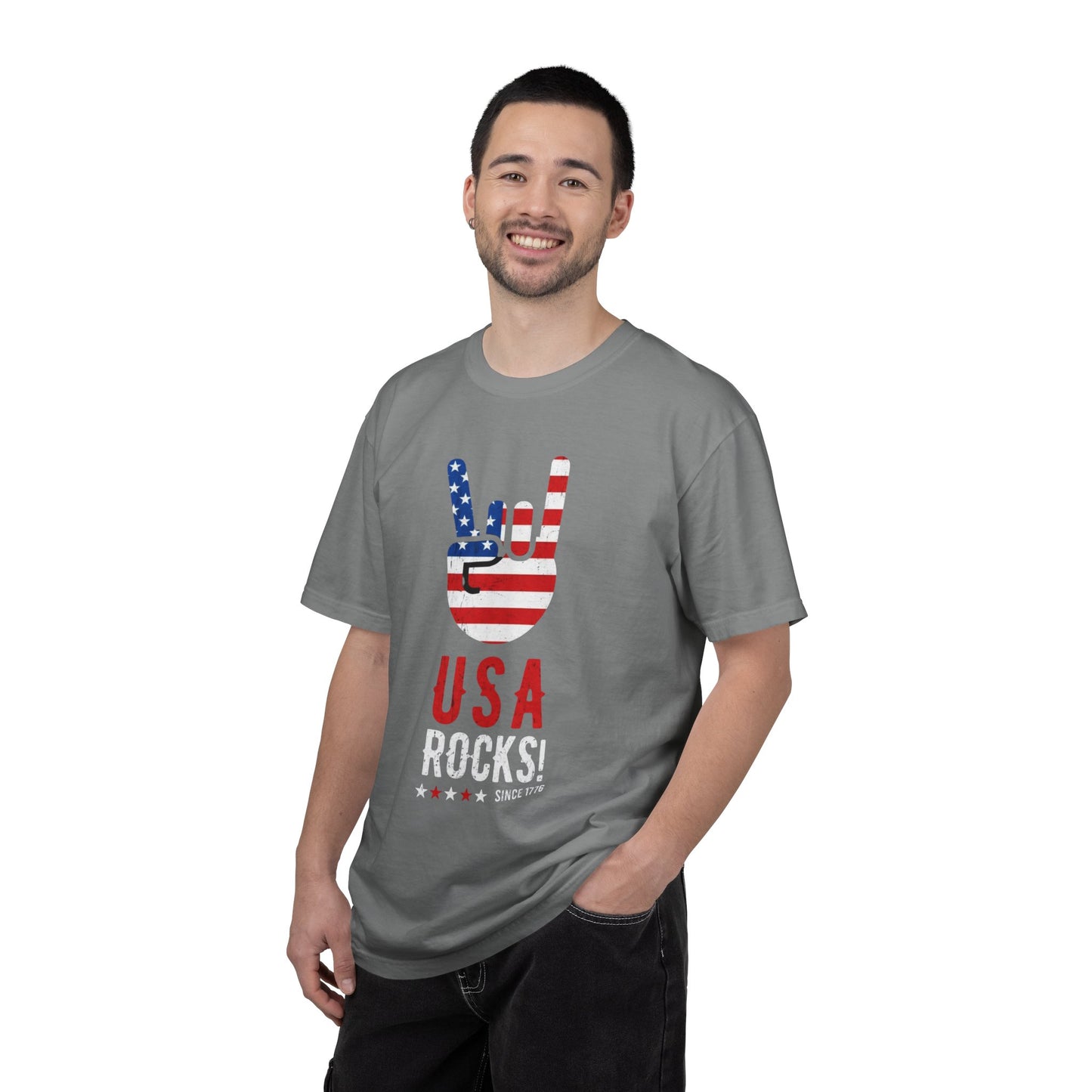 USA Rocks! Flag Hand Gesture T-Shirt