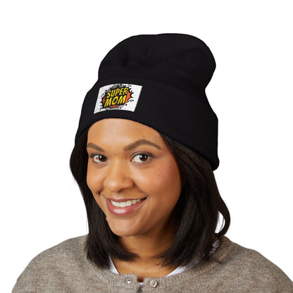 Super Mom Comic Burst Beanie | Cuffed Embroidered Beanie | A Pleasant Gift For Your Mom