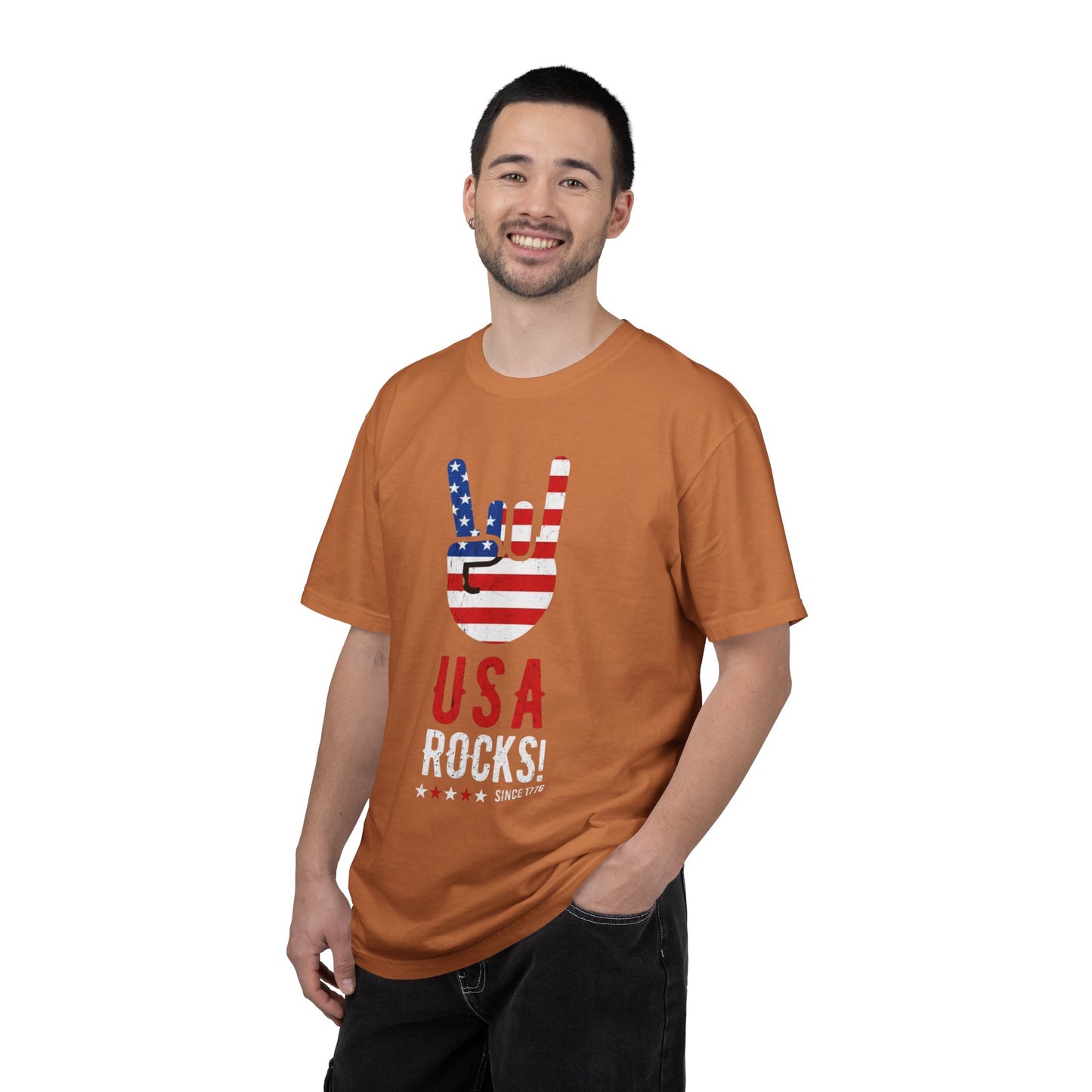 USA Rocks! Flag Hand Gesture T-Shirt