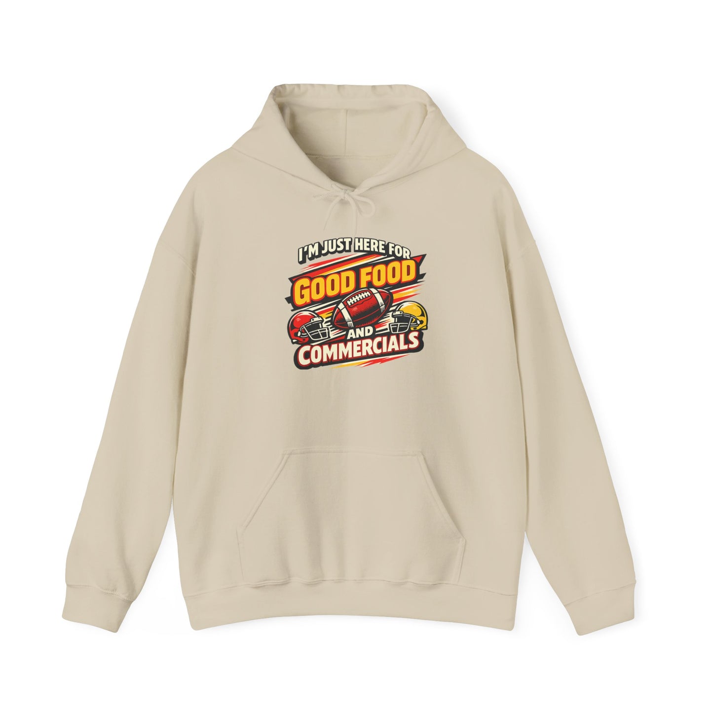Game Day Vibes Hoodie | I’m Just Here for Good Food and Commercials Hooded Sweatshirt