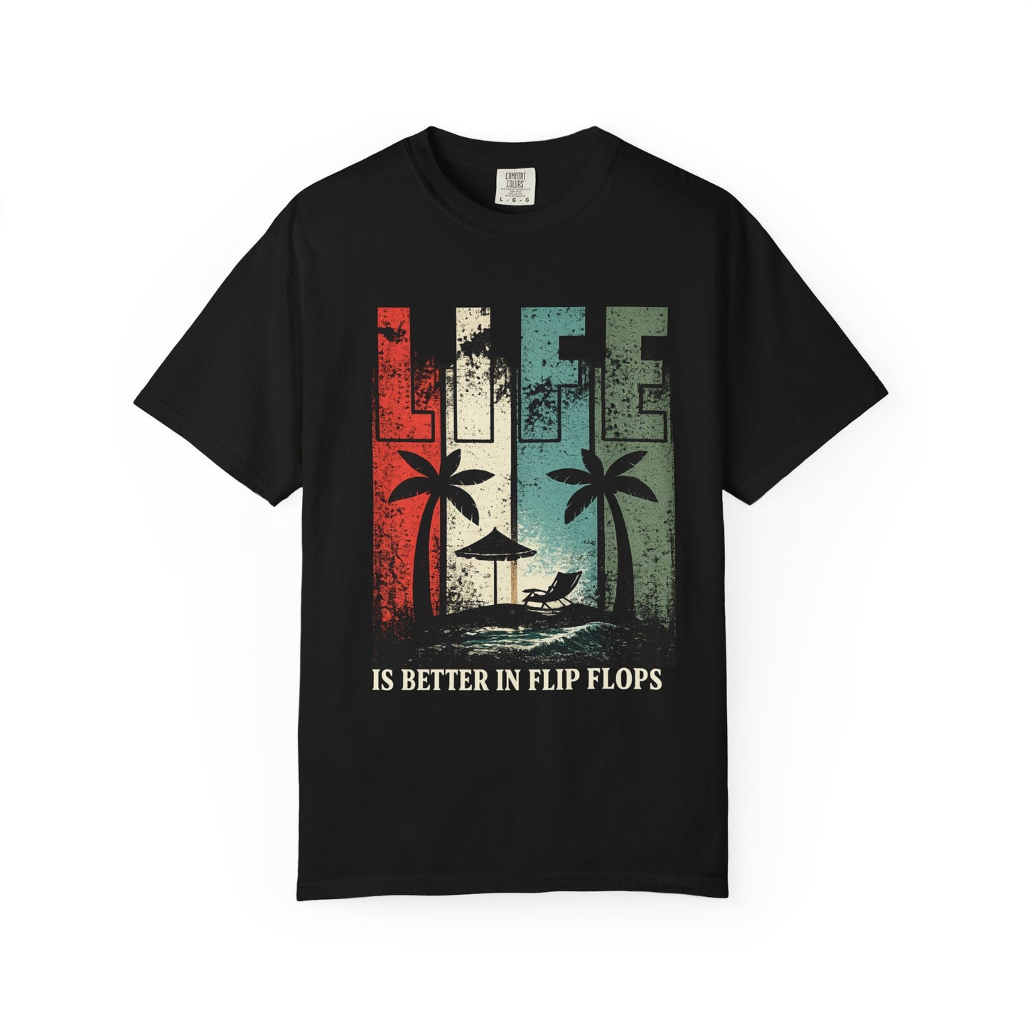 Life Is Better in Flip Flops T-Shirt — Vintage Beach Palm Tree Tee