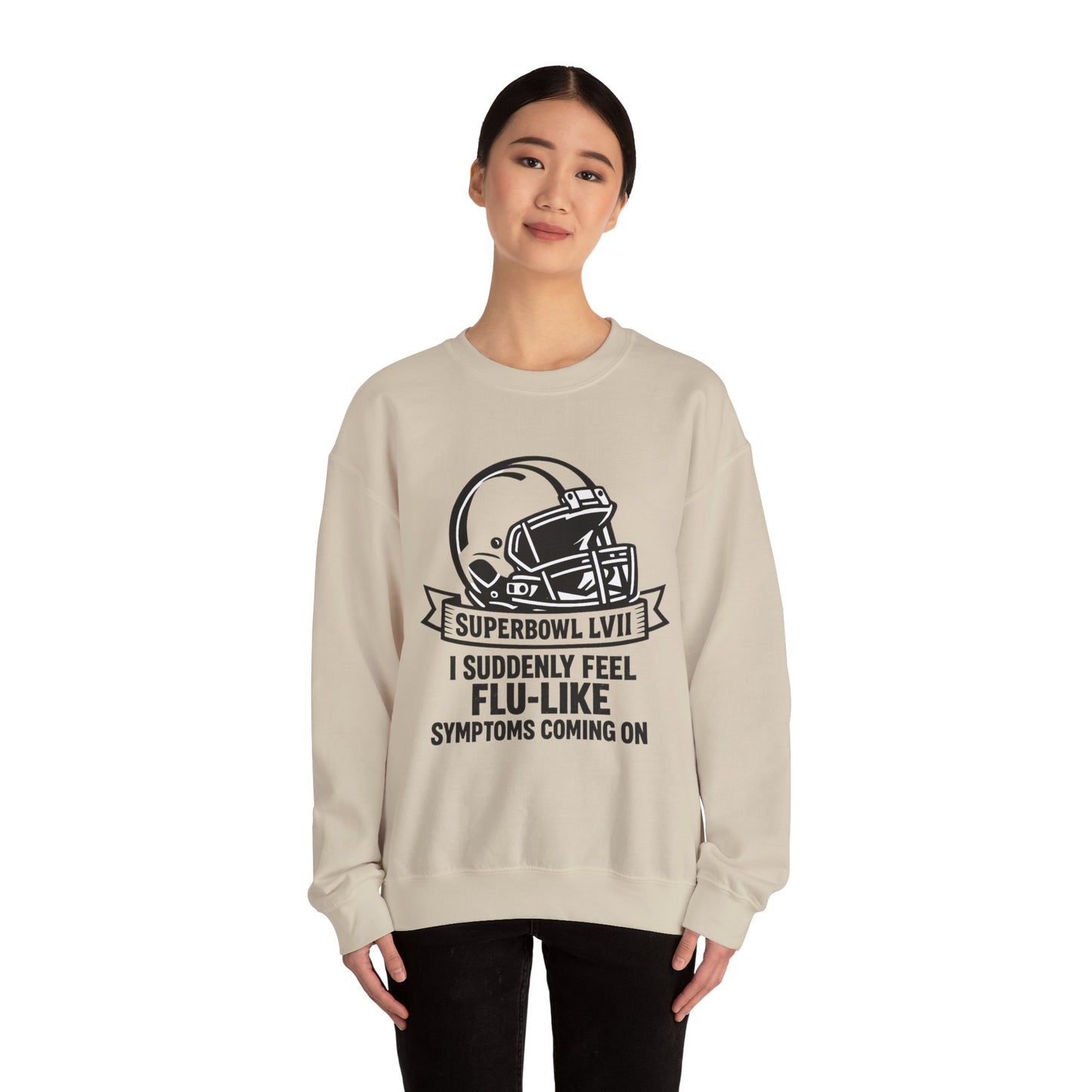 Flu-Like Symptoms Football Helmet Crewneck Sweatshirt | Superbowl LVII Design