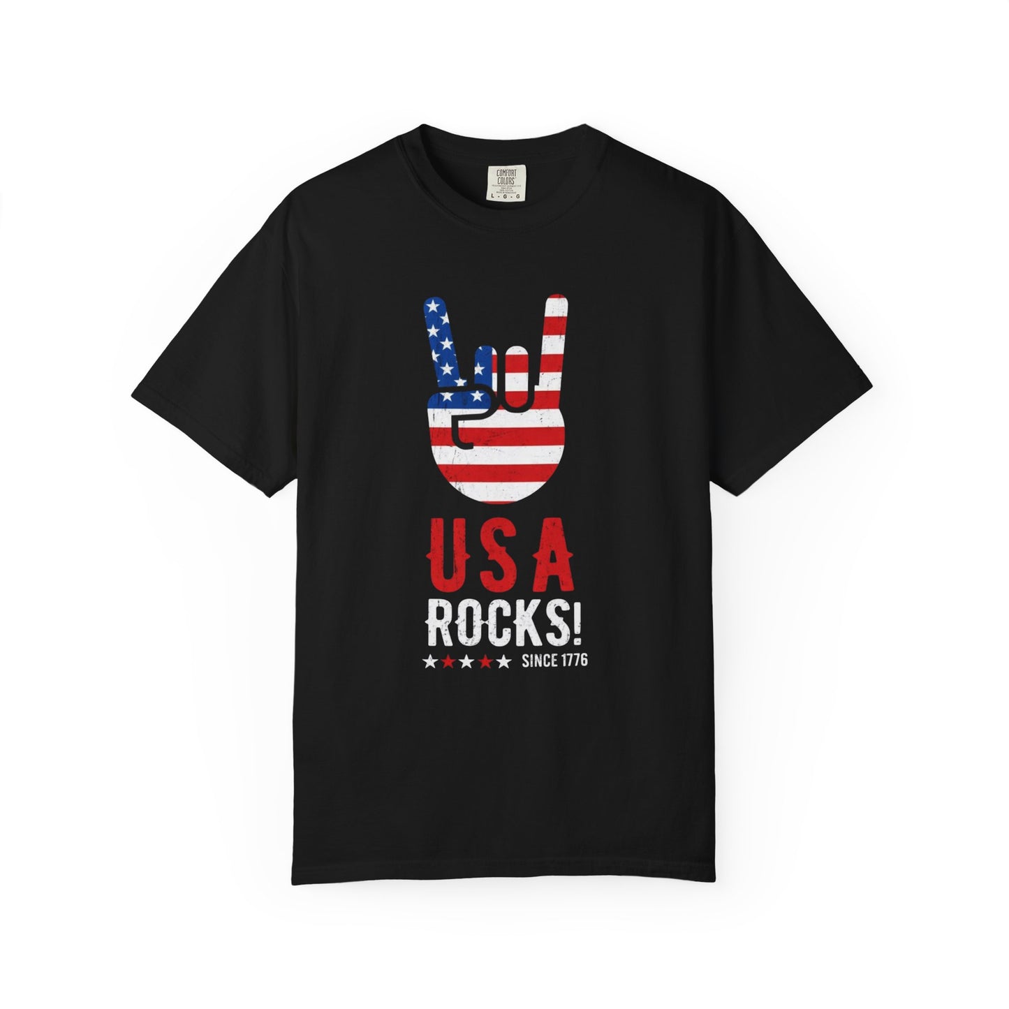 USA Rocks! Flag Hand Gesture T-Shirt