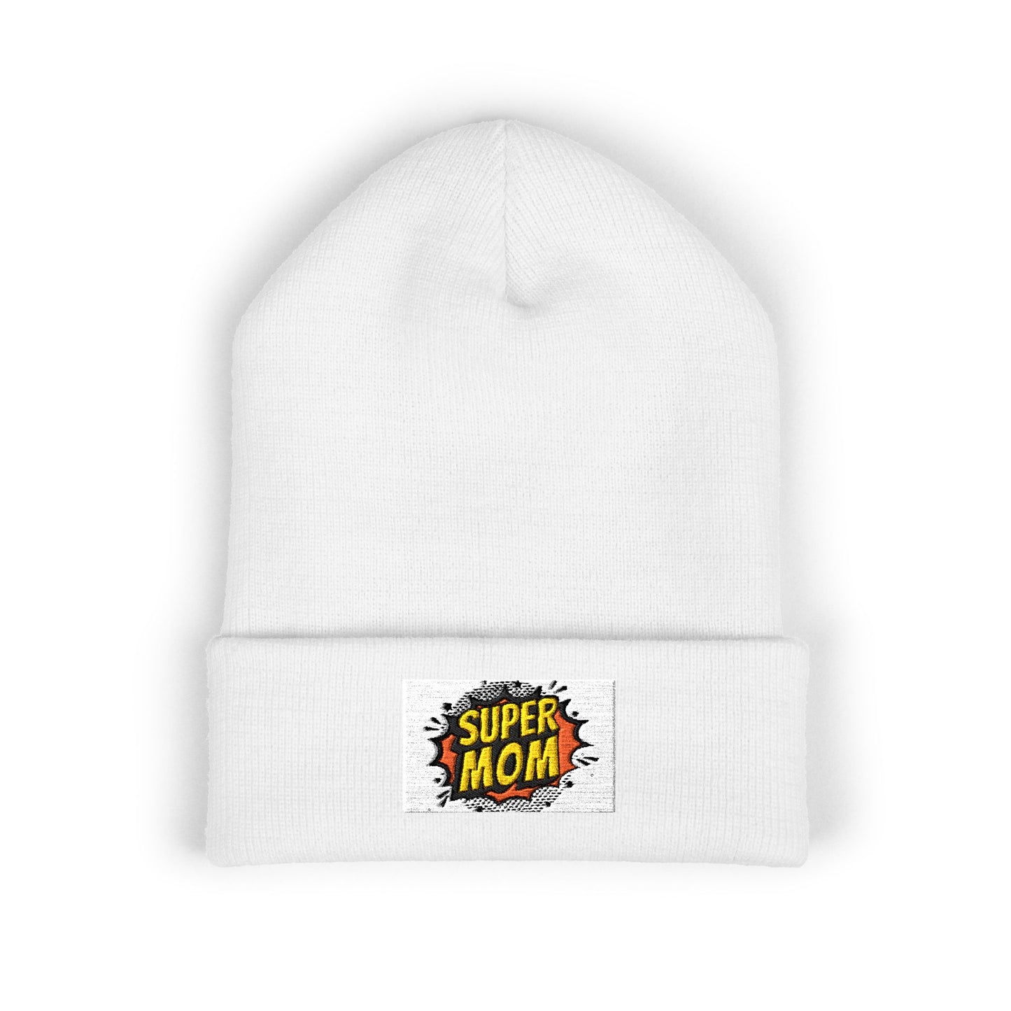 Super Mom Comic Burst Beanie | Cuffed Embroidered Beanie | A Pleasant Gift For Your Mom
