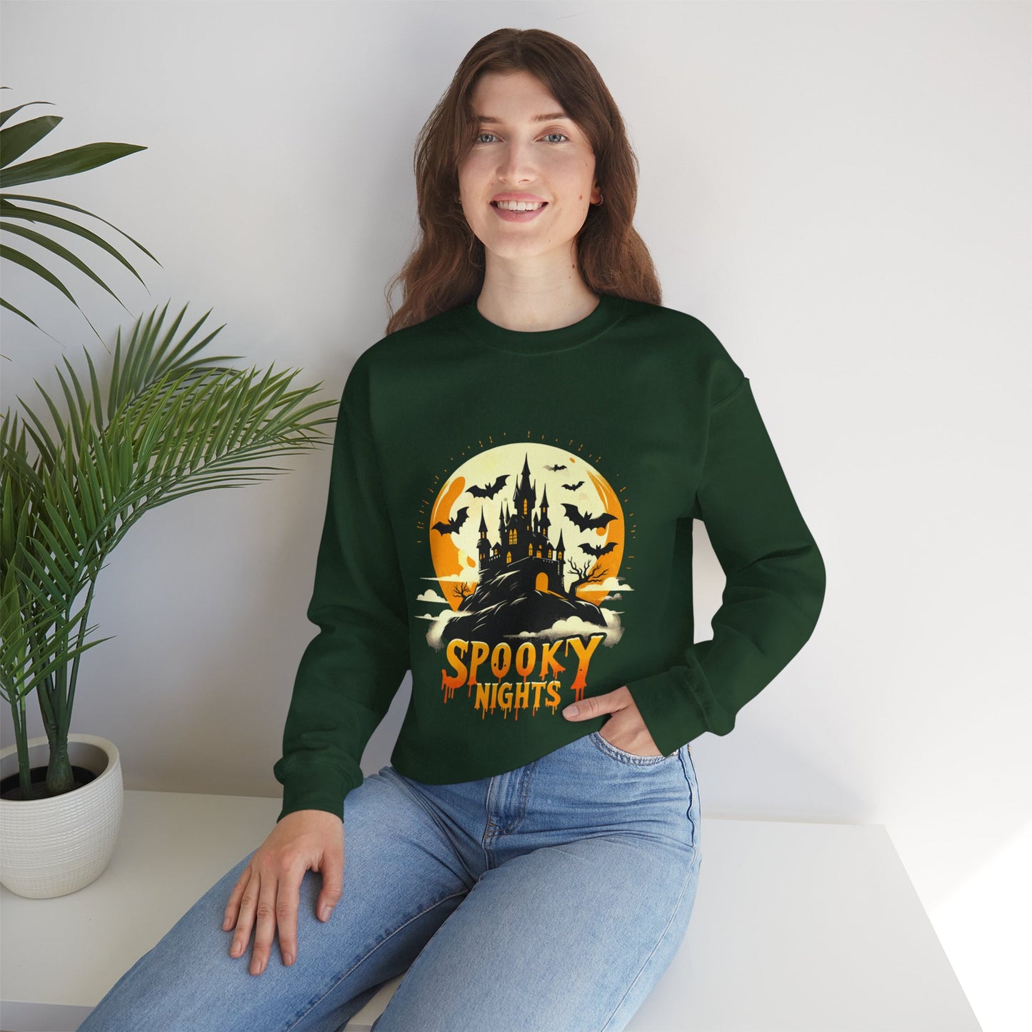Spooky Nights Sweatshirt — Halloween Haunted Castle Crewneck